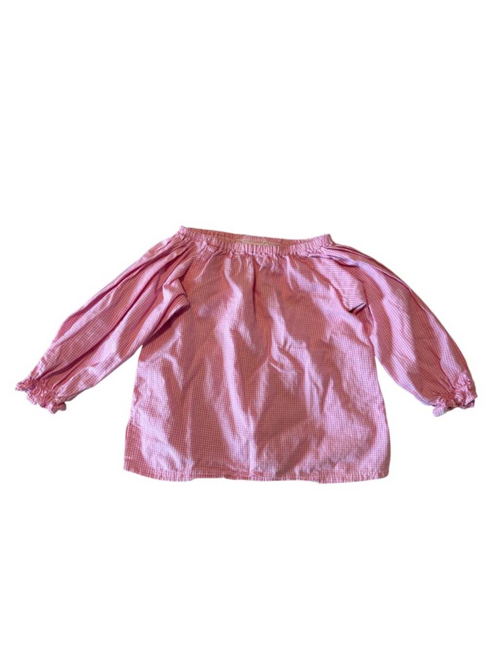 Hannah Kate Gingham Smocked Peasant Long Sleeve Top Pink 2 Years